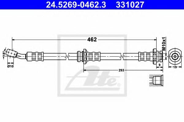 24.5269-0462.3 ATE Тормозной шланг для Nissan Micra