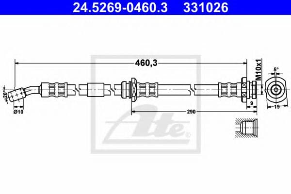 24.5269-0460.3 ATE Тормозной шланг для Nissan Micra