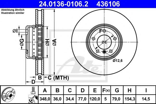 24.0136-0106.2 ATE Тормозной диск