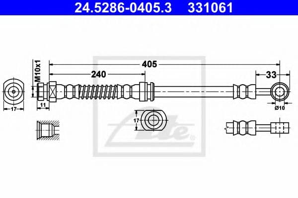 24.5286-0405.3 ATE Гальмівний шланг