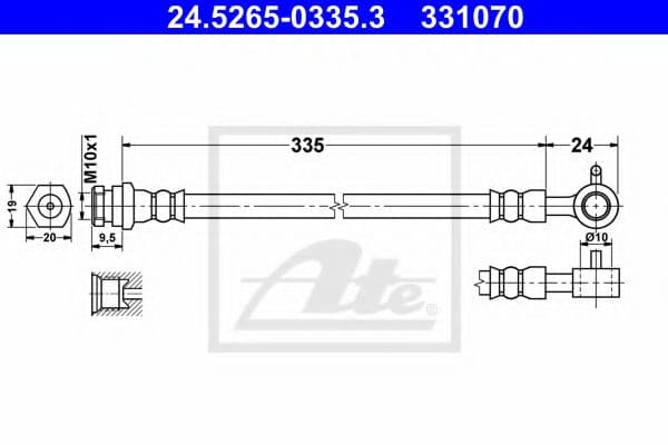 24.5265-0335.3 ATE Гальмівний шланг для Mazda MX-5