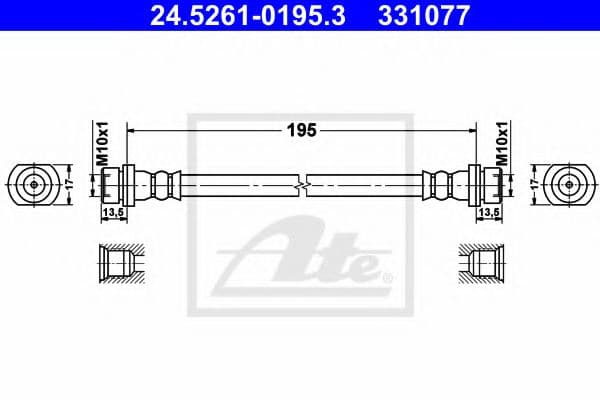 24.5261-0195.3 ATE Тормозной шланг