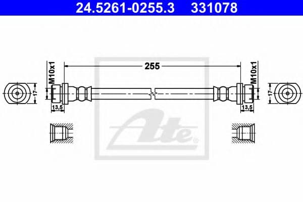 24.5261-0255.3 ATE Тормозной шланг