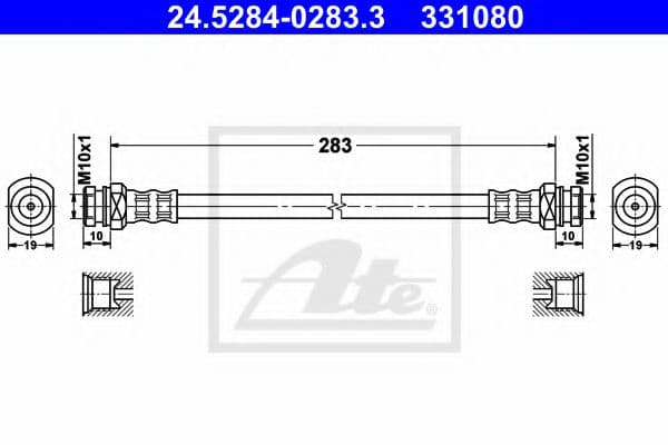 24.5284-0283.3 ATE Тормозной шланг