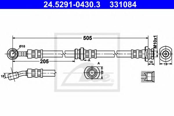 24.5291-0430.3 ATE Тормозной шланг