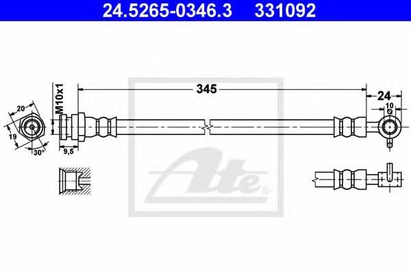 24.5265-0346.3 ATE Гальмівний шланг для Mazda MX-5