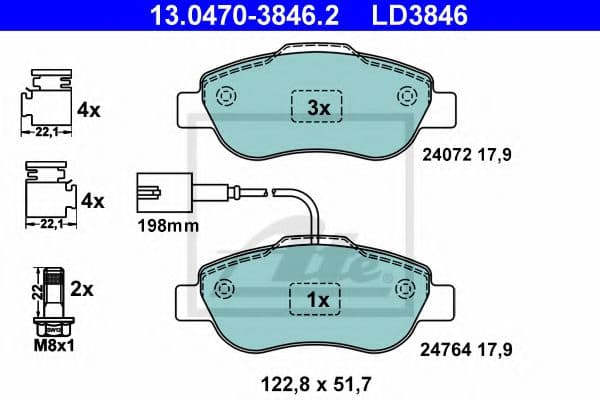 13.0470-3846.2 ATE Тормозные колодки