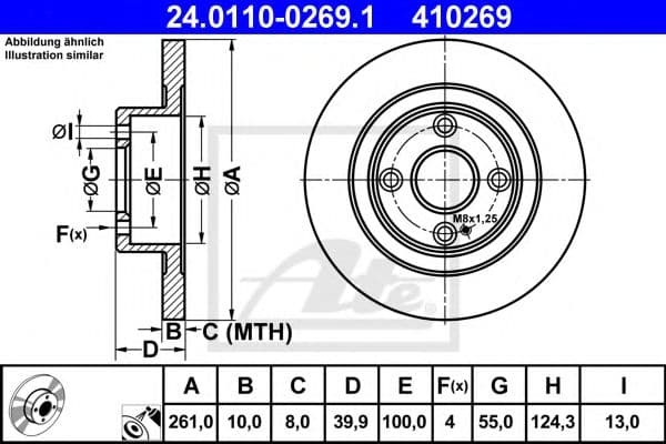 24.0110-0269.1 ATE Тормозной диск для Mazda 323