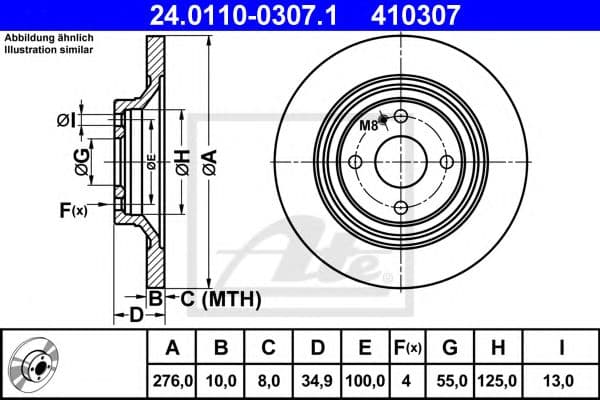 24.0110-0307.1 ATE Гальмівний диск для Mazda MX-5