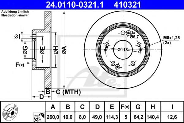 24.0110-0321.1 ATE Гальмівний диск для Honda Accord