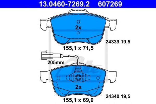13.0460-7269.2 ATE Гальмівні колодки для Alfa Romeo Giulietta