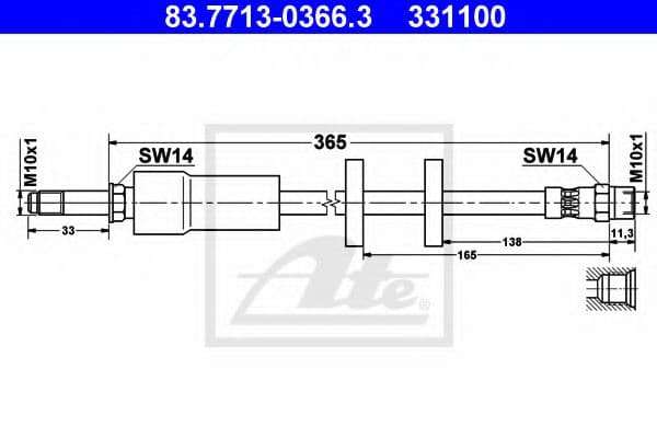 83.7713-0366.3 ATE Гальмівний шланг для Volvo XC90