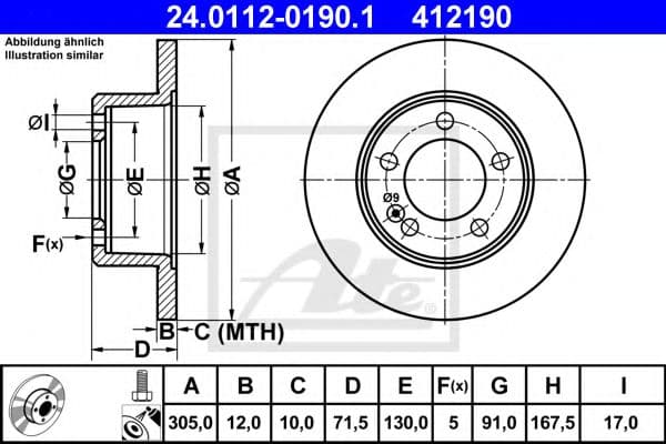 24.0112-0190.1 ATE Тормозной диск