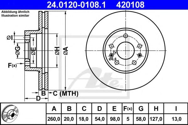 24.0120-0108.1 ATE Гальмівний диск для Citroen CX