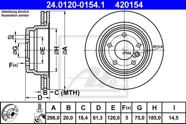 24.0120-0154.1 ATE Гальмівний диск для BMW 5 Series