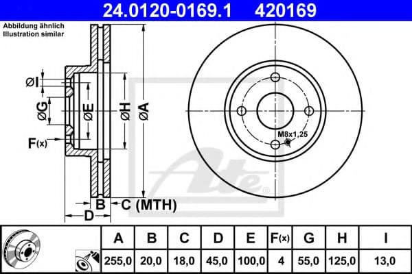 24.0120-0169.1 ATE Гальмівний диск для Mazda MX-5