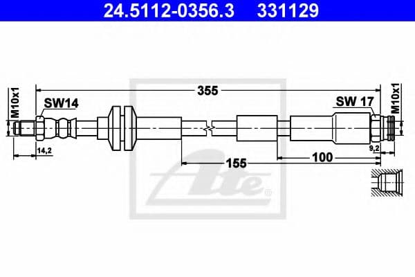 24.5112-0356.3 ATE Гальмівний шланг
