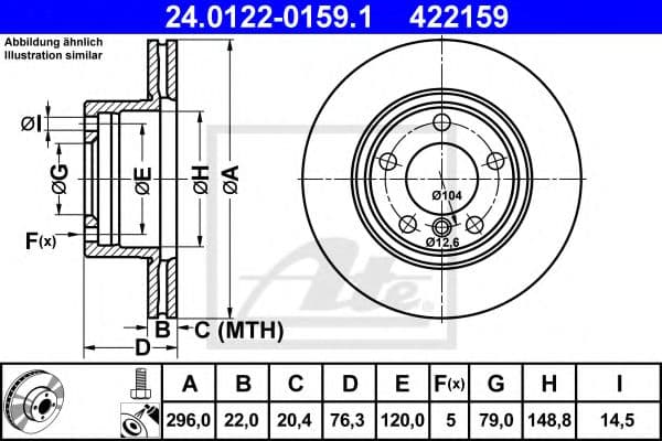 24.0122-0159.1 ATE Тормозной диск для BMW 5 Series