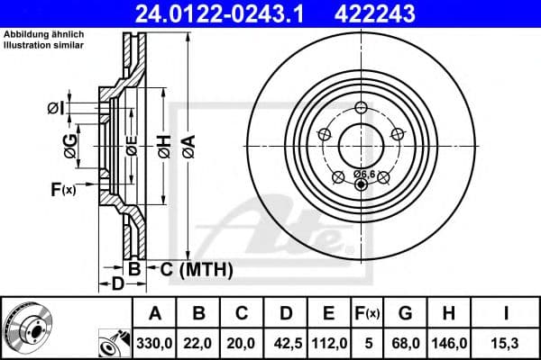 24.0122-0243.1 ATE Гальмівний диск для Audi A6