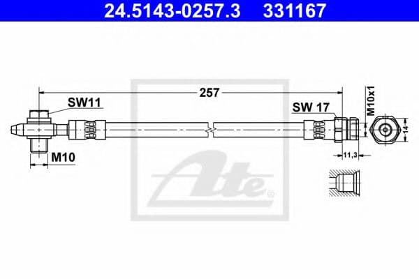 24.5143-0257.3 ATE Гальмівний шланг
