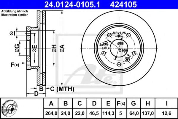 24.0124-0105.1 ATE Тормозной диск