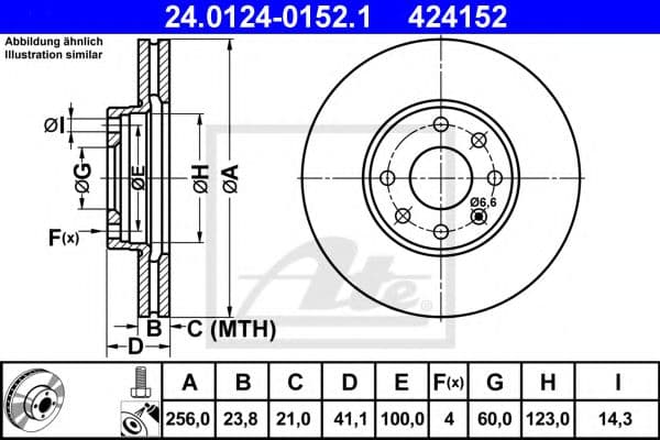 24.0124-0152.1 ATE Тормозной диск для Opel Astra