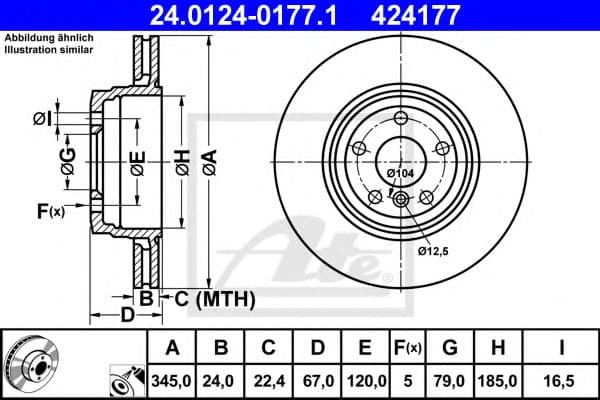 24.0124-0177.1 ATE Гальмівний диск для BMW 7 Series