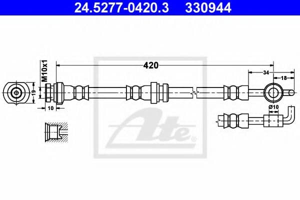 24.5277-0420.3 ATE Гальмівний шланг для Opel Frontera
