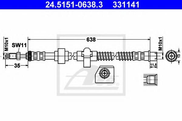 24.5151-0638.3 ATE Гальмівний шланг