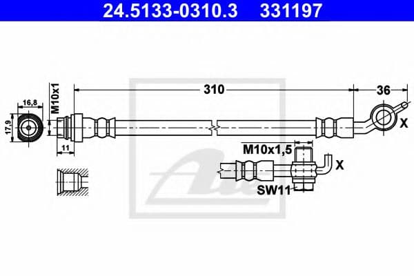 24.5133-0310.3 ATE Гальмівний шланг