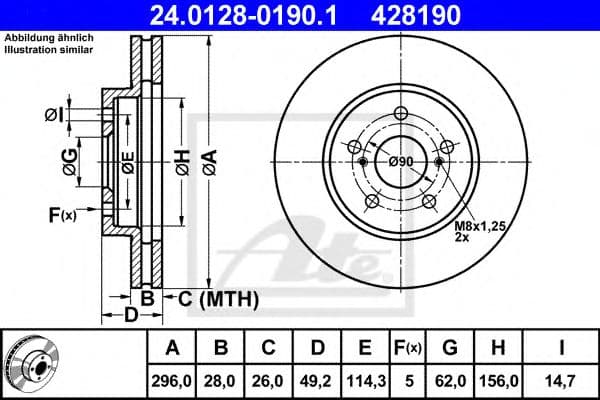 24.0128-0190.1 ATE Тормозной диск