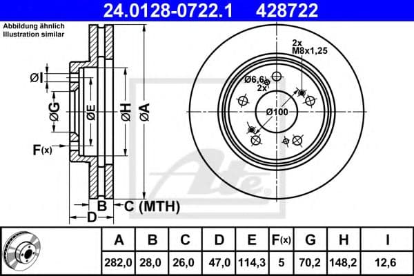 24.0128-0722.1 ATE Тормозной диск для Honda Legend