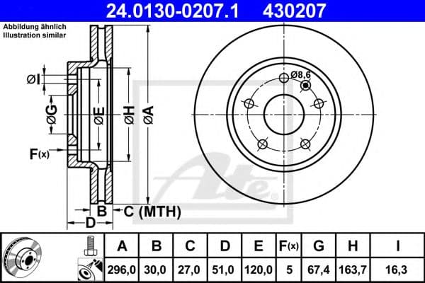 24.0130-0207.1 ATE Гальмівний диск