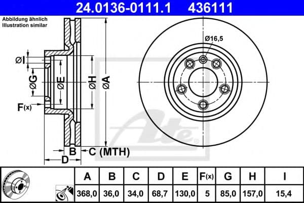24.0136-0111.1 ATE Гальмівний диск