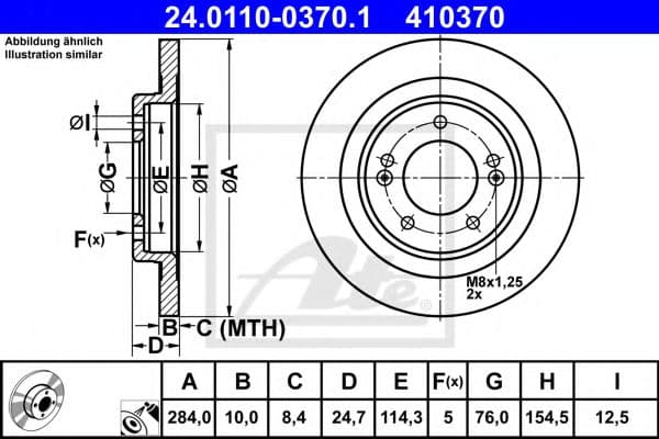 24.0110-0370.1 ATE Тормозной диск для Hyundai i40