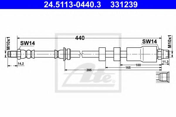 24.5113-0440.3 ATE Гальмівний шланг для BMW 3 Series