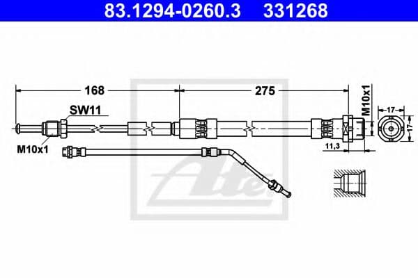 83.1294-0260.3 ATE Гальмівний шланг для BMW Z Series