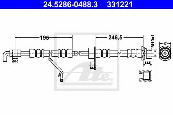 24.5286-0488.3 ATE Тормозной шланг