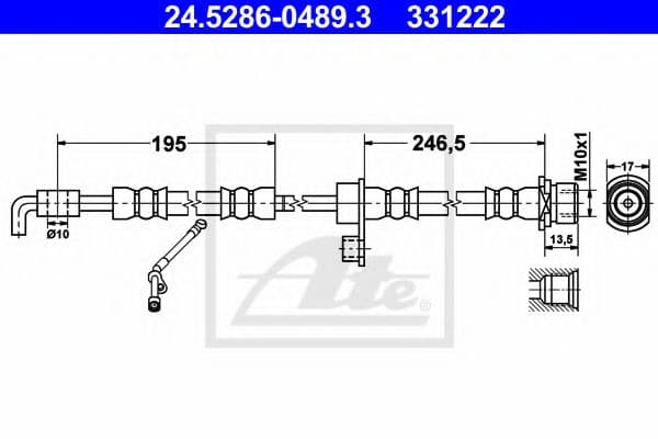 24.5286-0489.3 ATE Тормозной шланг