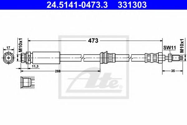 24.5141-0473.3 ATE Тормозной шланг