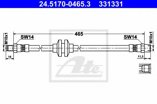 24.5170-0465.3 ATE Тормозной шланг