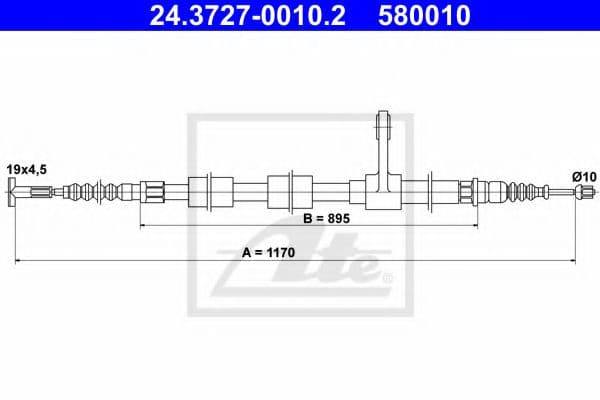24.3727-0010.2 ATE Трос ручного гальма