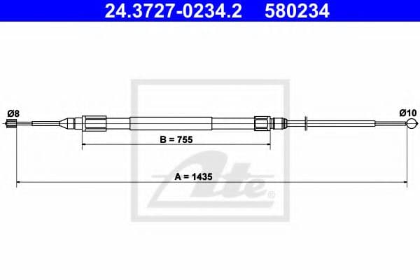 24.3727-0234.2 ATE Трос ручного гальма