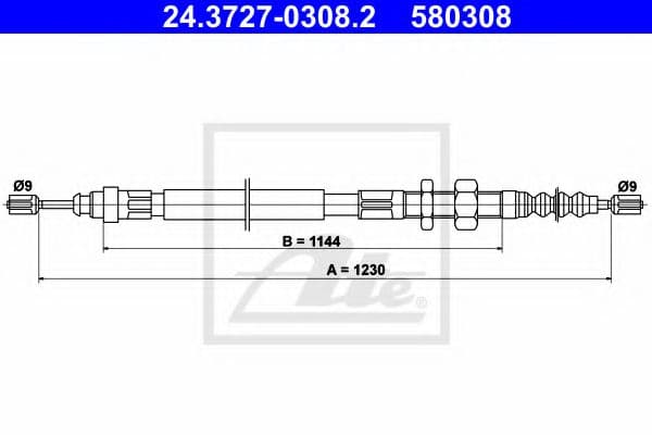 24.3727-0308.2 ATE Трос ручного гальма для Citroen XM