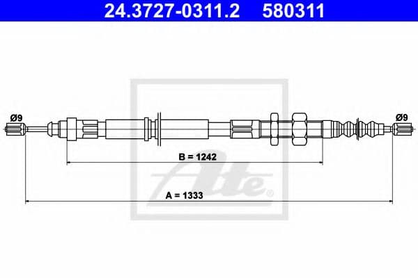 24.3727-0311.2 ATE Трос ручного гальма для Citroen Xantia