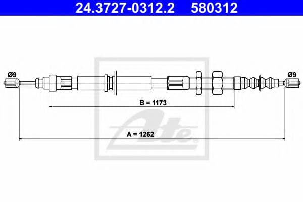 24.3727-0312.2 ATE Трос ручного тормоза для Citroen Xantia