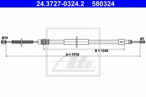 24.3727-0324.2 ATE Трос ручного гальма для Citroen C15