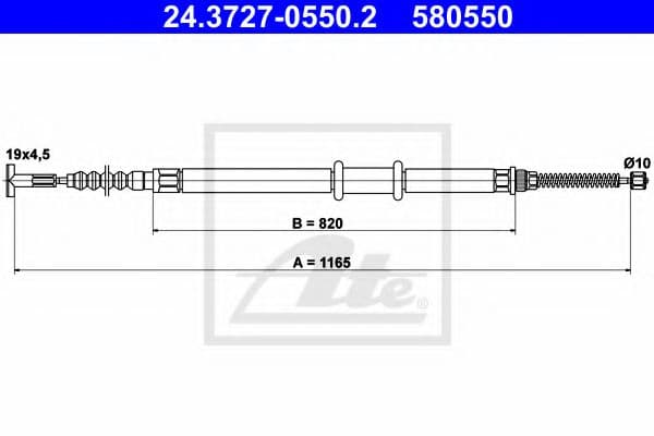 24.3727-0550.2 ATE Трос ручного гальма для Fiat Multipla