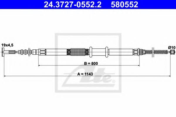 24.3727-0552.2 ATE Трос ручного гальма для Fiat Multipla