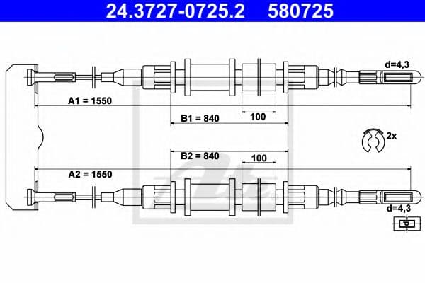 24.3727-0725.2 ATE Трос ручного гальма